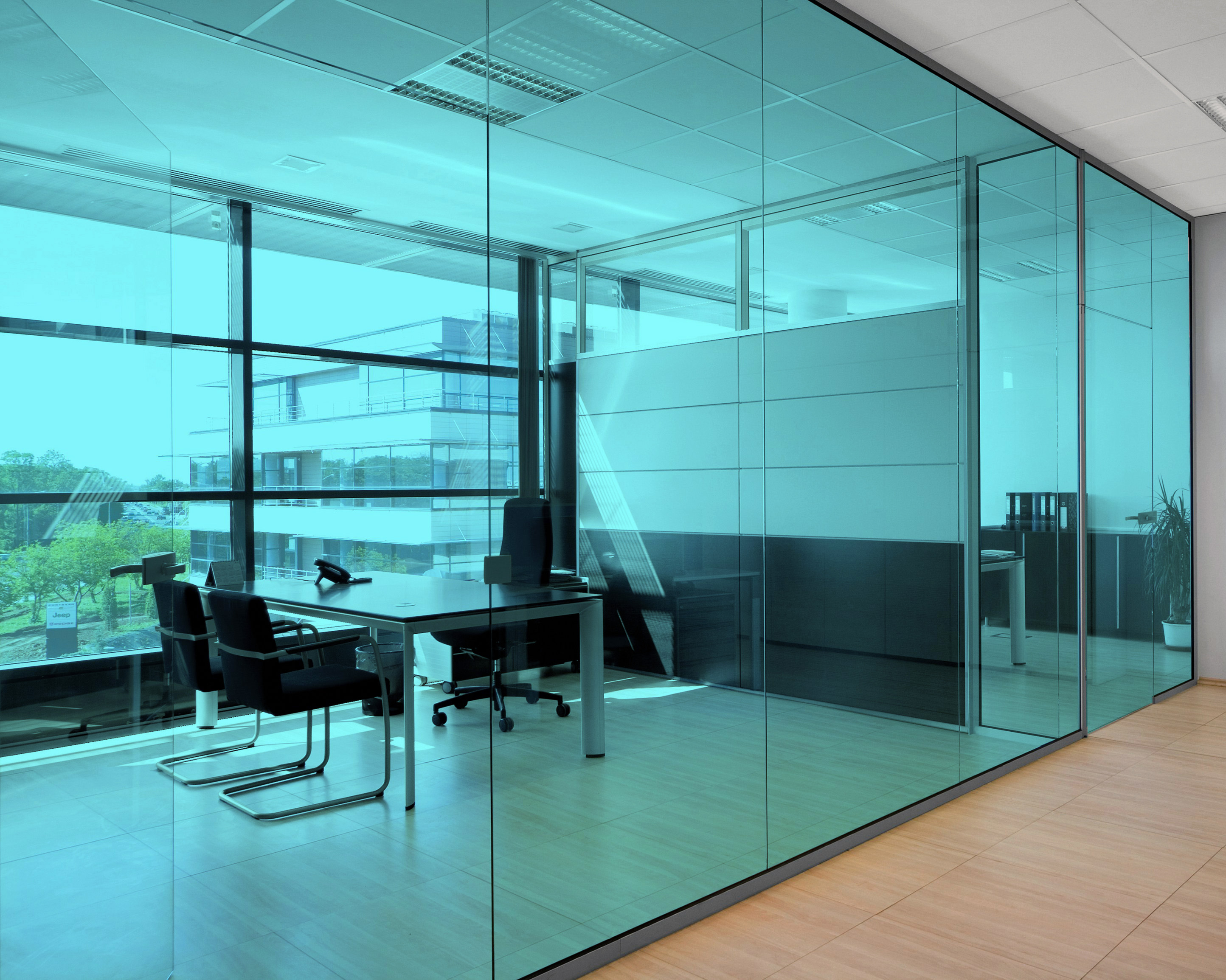 Blue Lagoon on Office Glass (See Through Appearance)