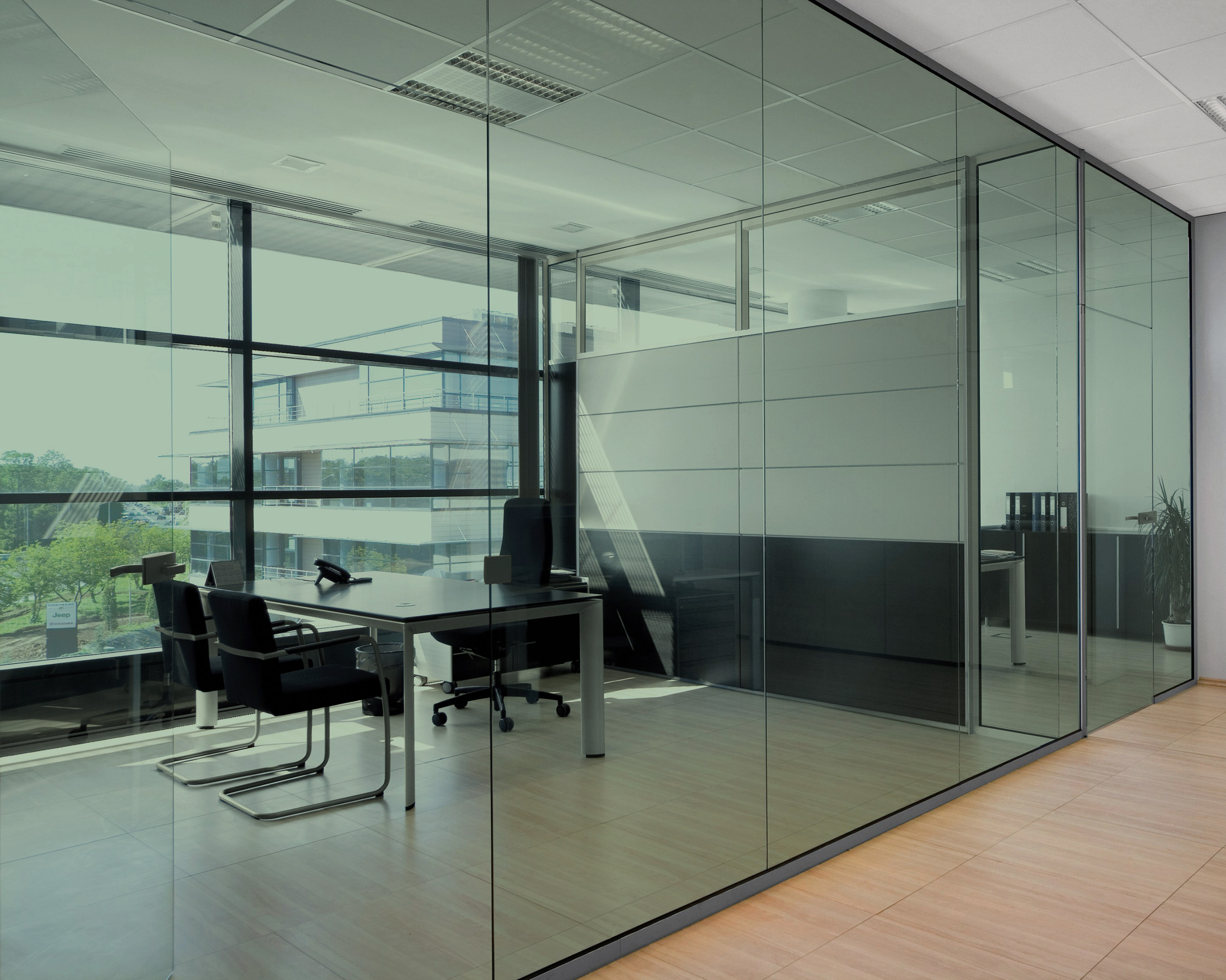 Celedon on Office Glass (See Through Appearance)