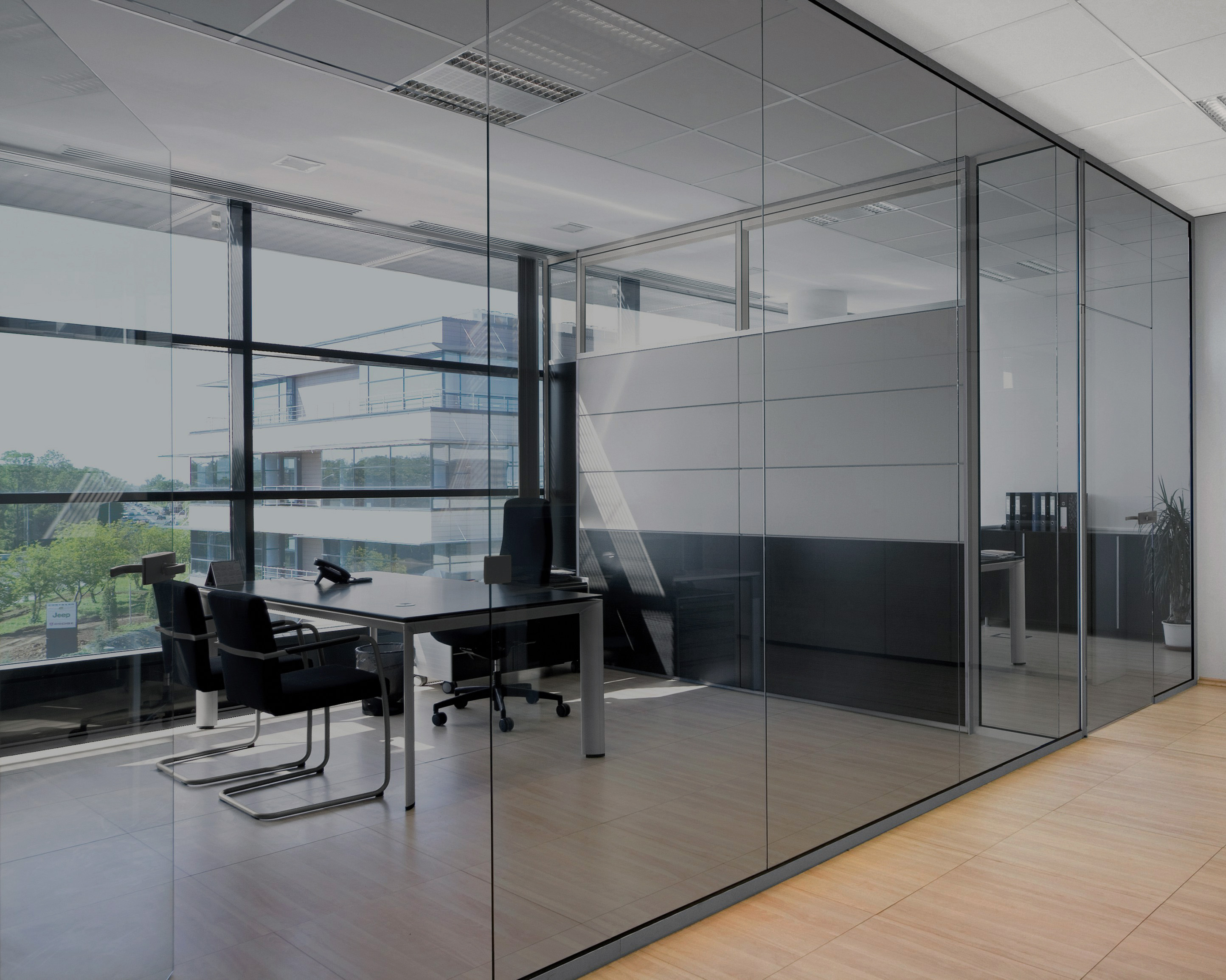 Charcoal 35 on Office Glass (See Through Appearance)