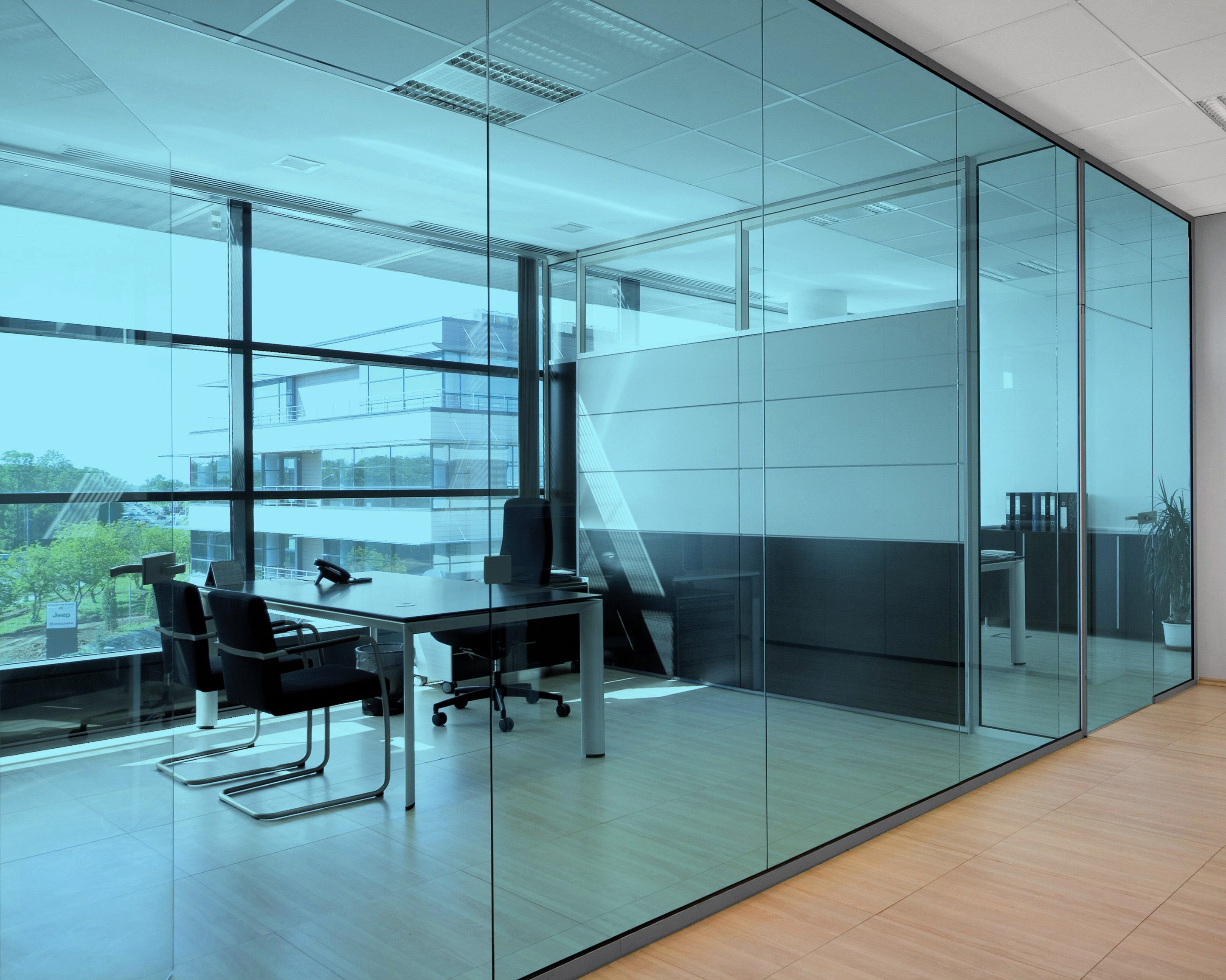 Cool Blue on Office Glass (See Through Appearance)