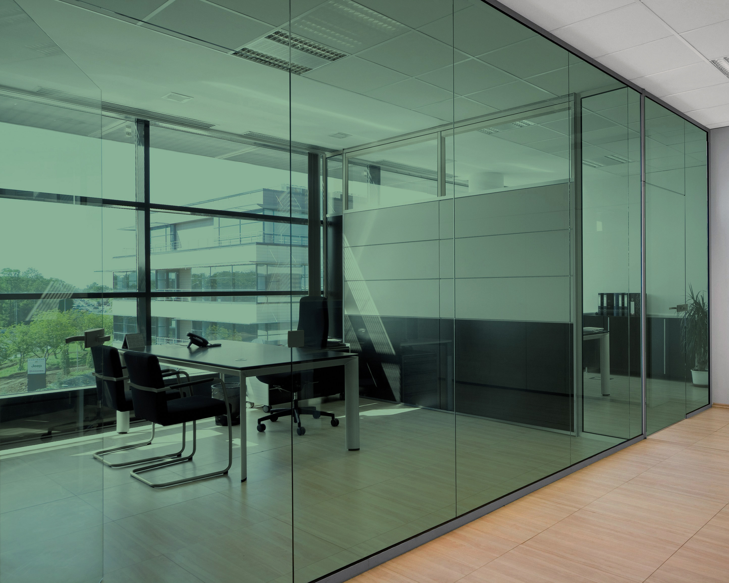 Global Green on Office Glass (See Through Appearance)