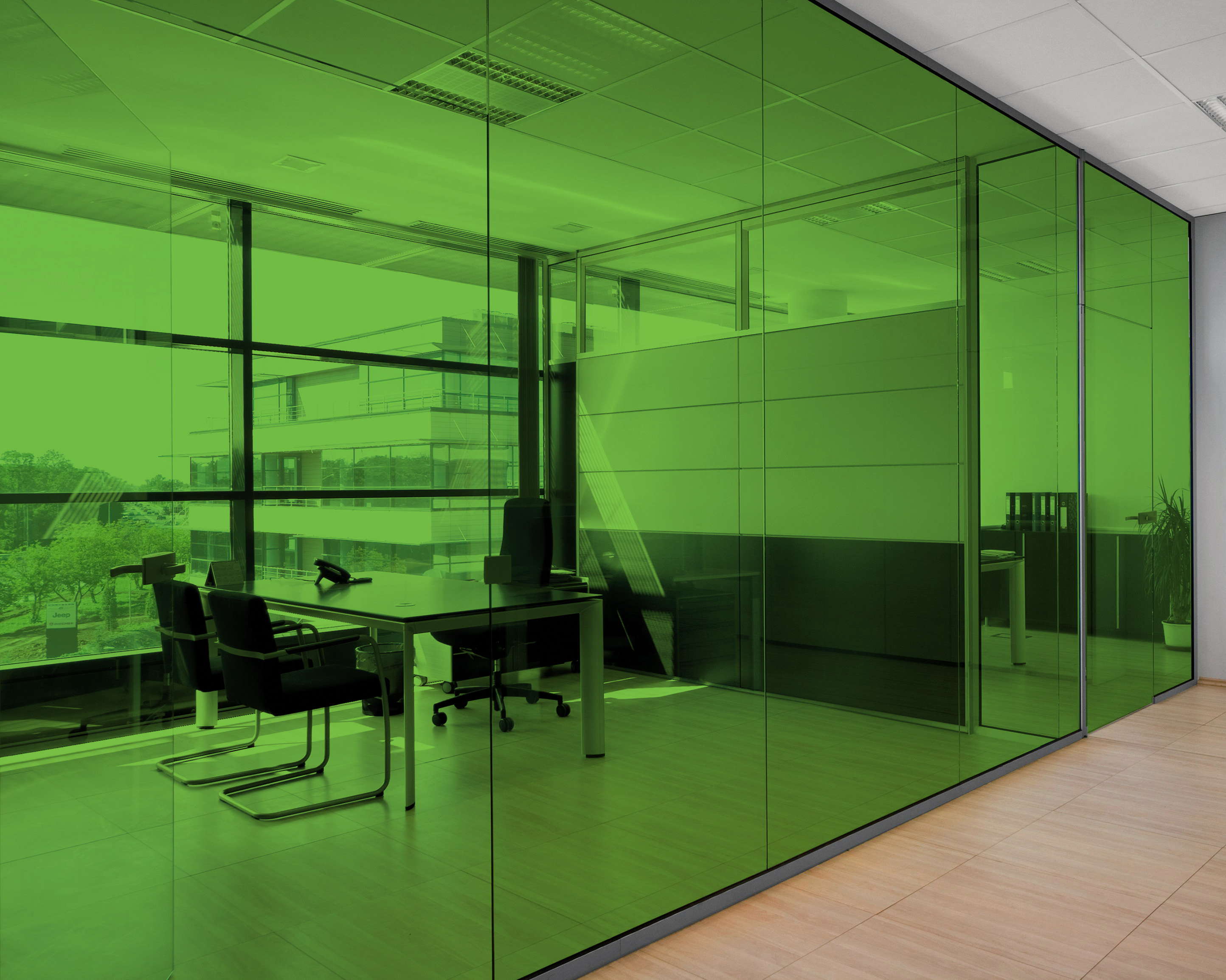 Grass Green on Office Glass (See Through Appearance)