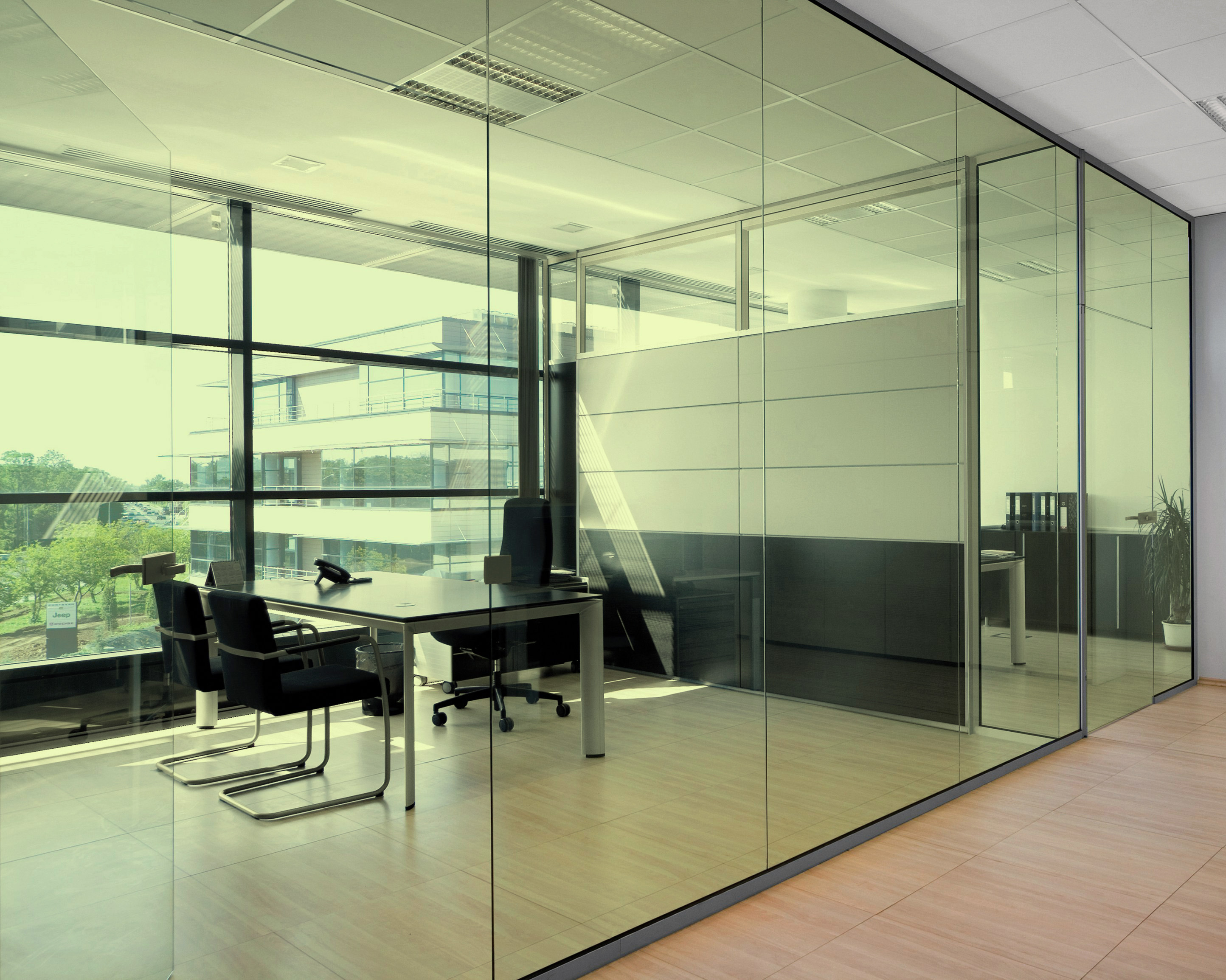 Jade Green on Office Glass (See Through Appearance)