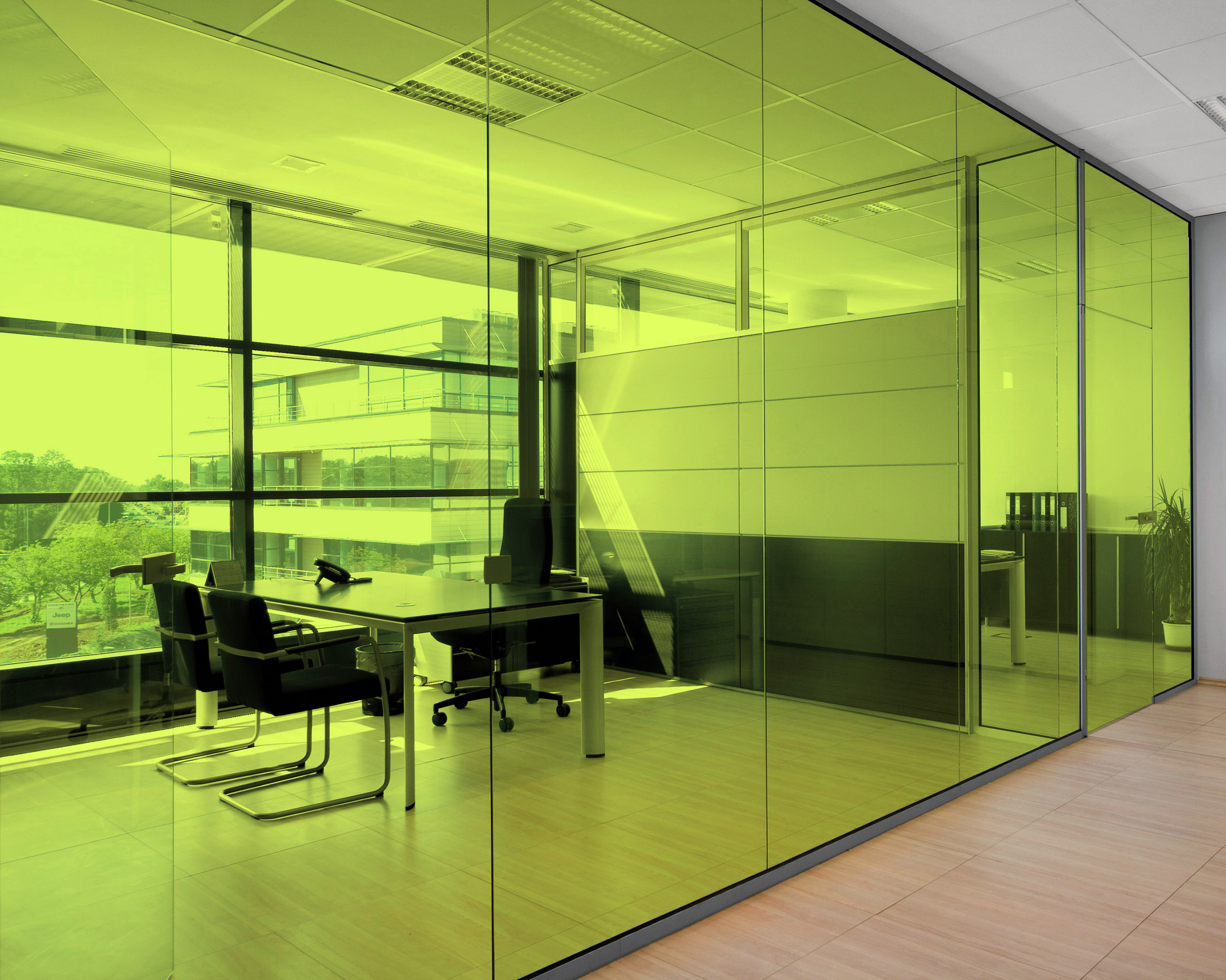 Kiwi Green on Office Glass (See Through Appearance)