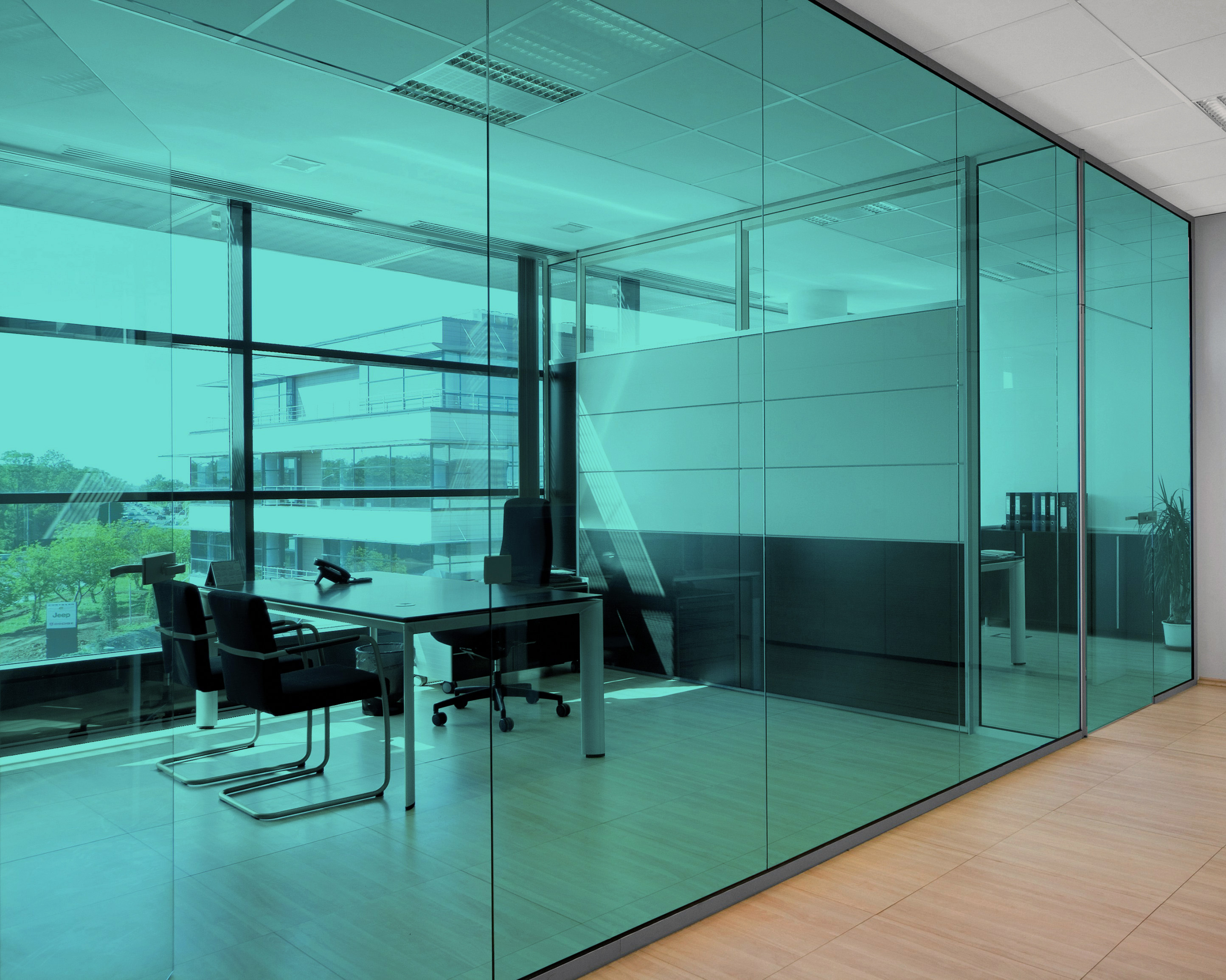 Light Aqua on Office Glass (See Through Appearance)