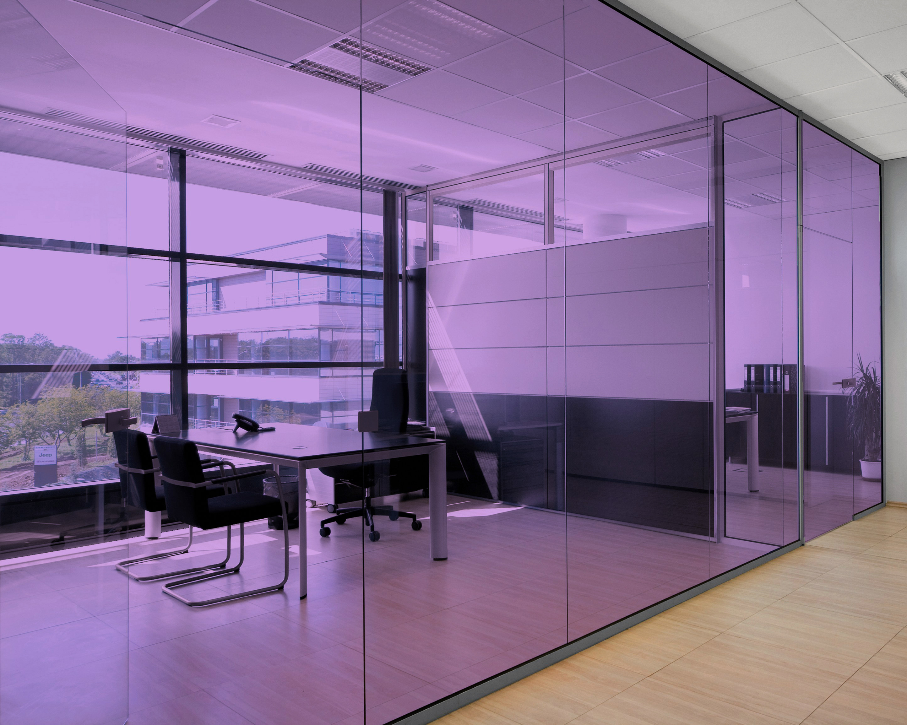 Light Purple on Office Glass (See Through Appearance)