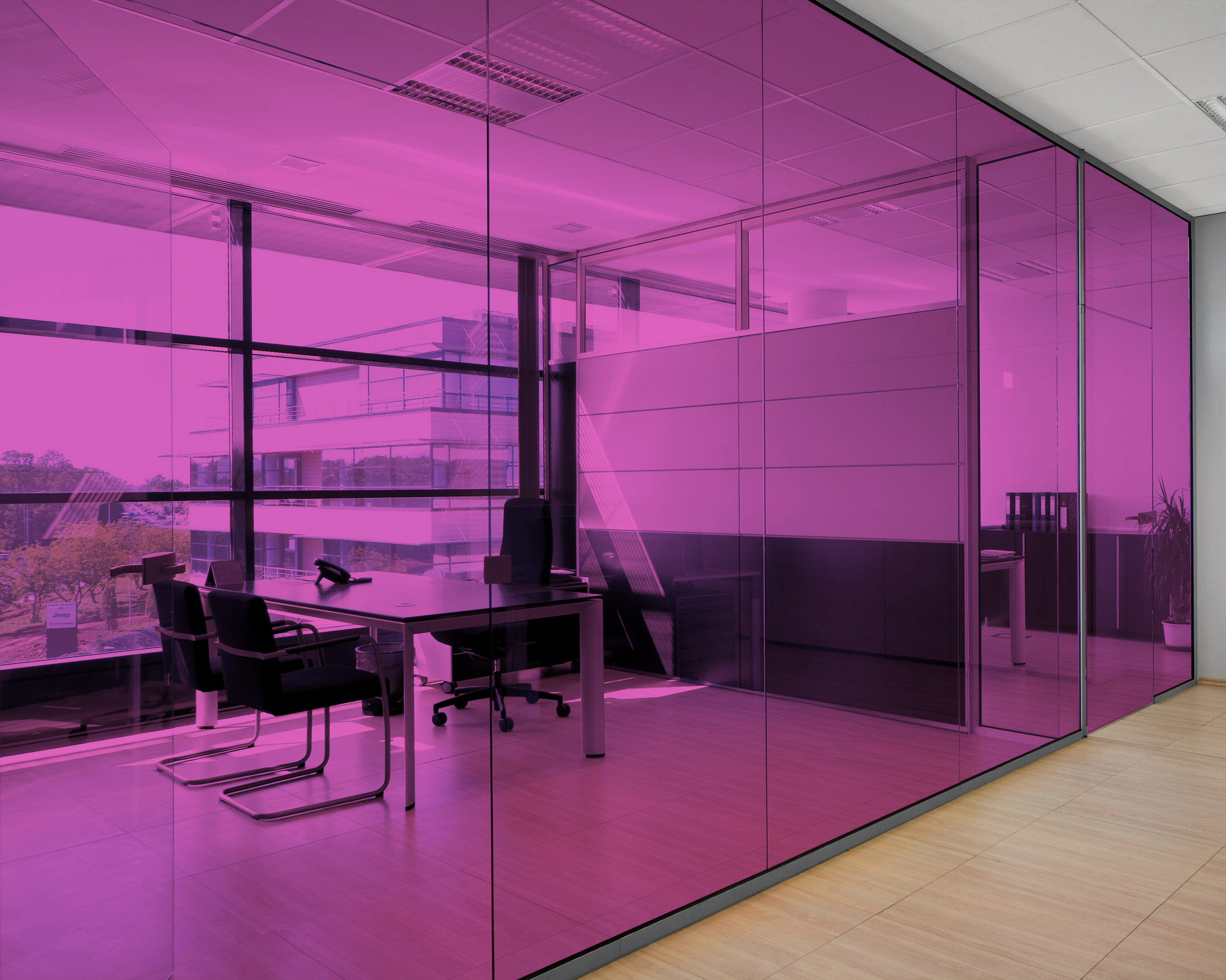 Magenta on Office Glass (See Through Appearance)