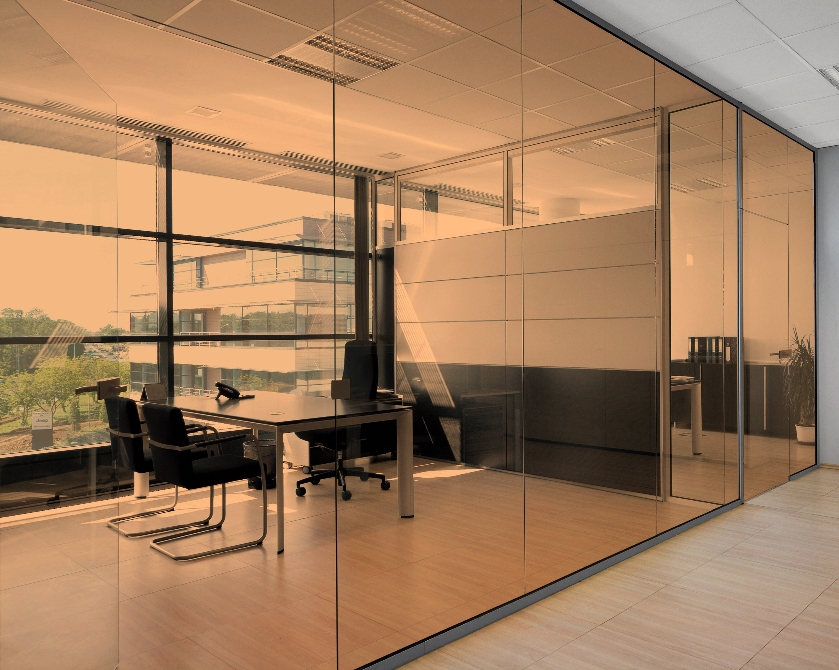 Mandarin Amber on Office Glass (See Through Appearance)