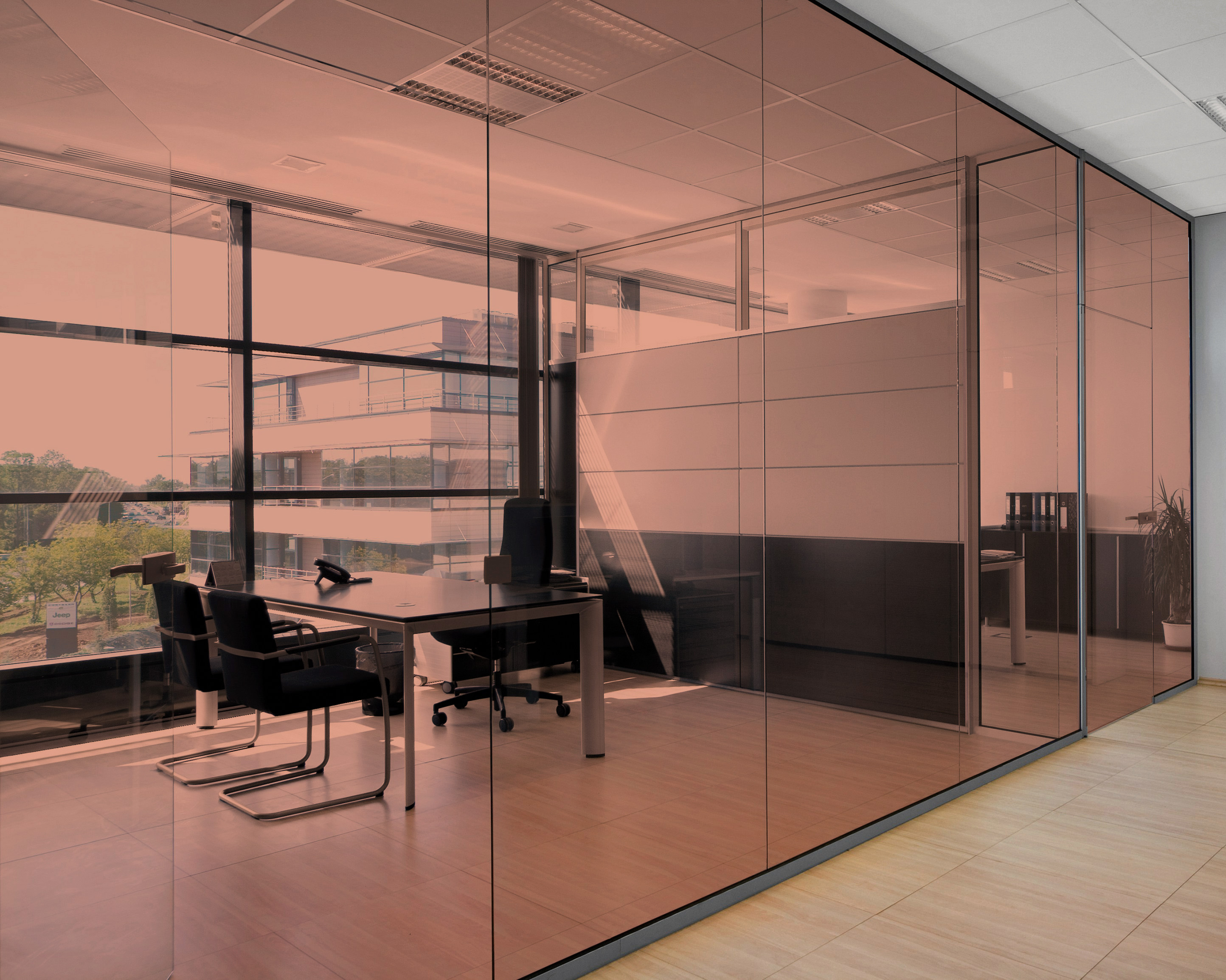 Mauve on Office Glass (See Through Appearance)