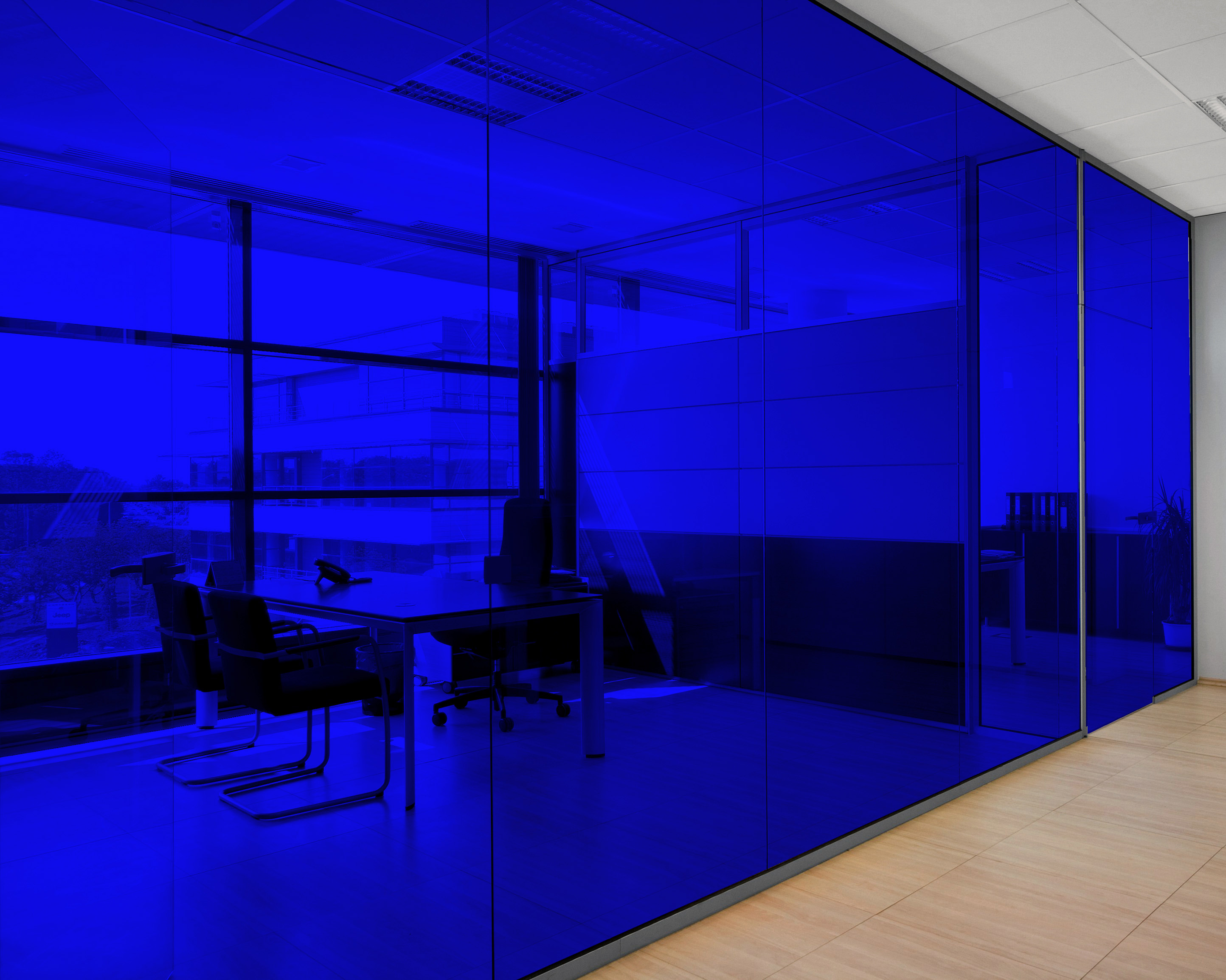 Midnight Blue on Office Glass (See Through Appearance)