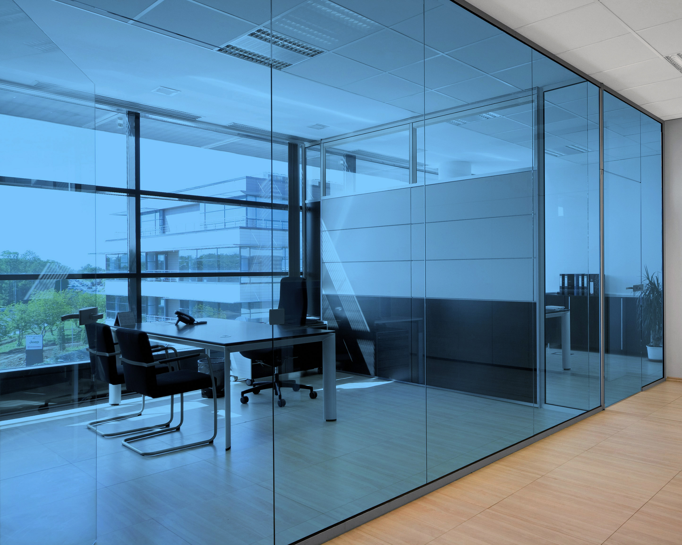 Morning Blue on Office Glass (See Through Appearance)