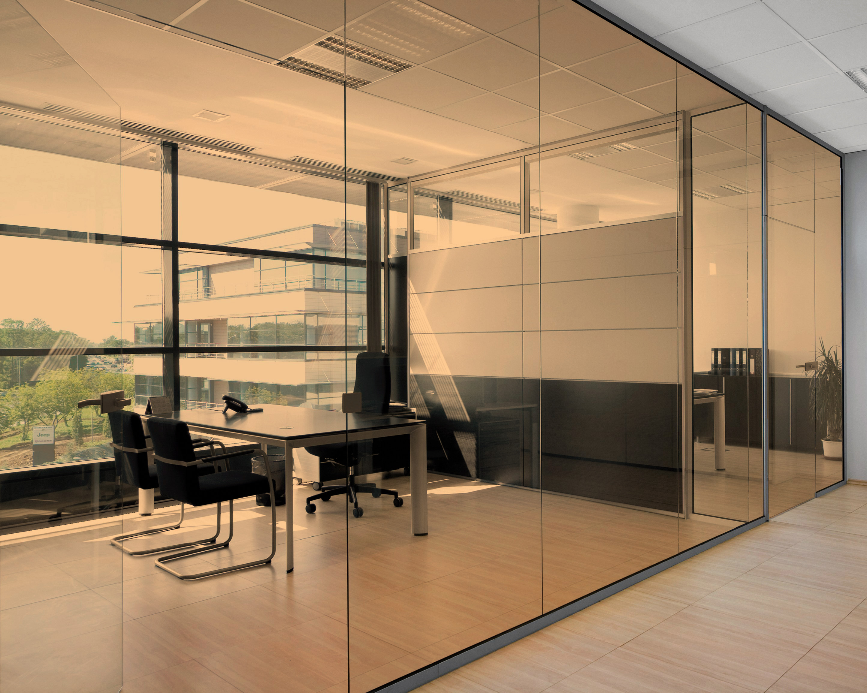 Peach on Office Glass (See Through Appearance)