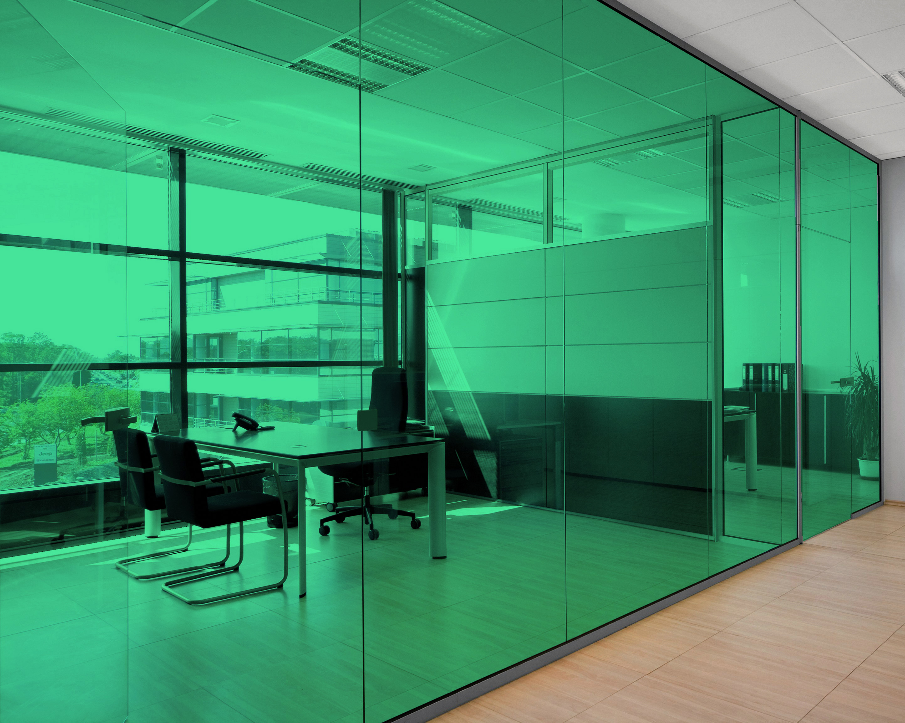 Seafoam on Office Glass (See Through Appearance)