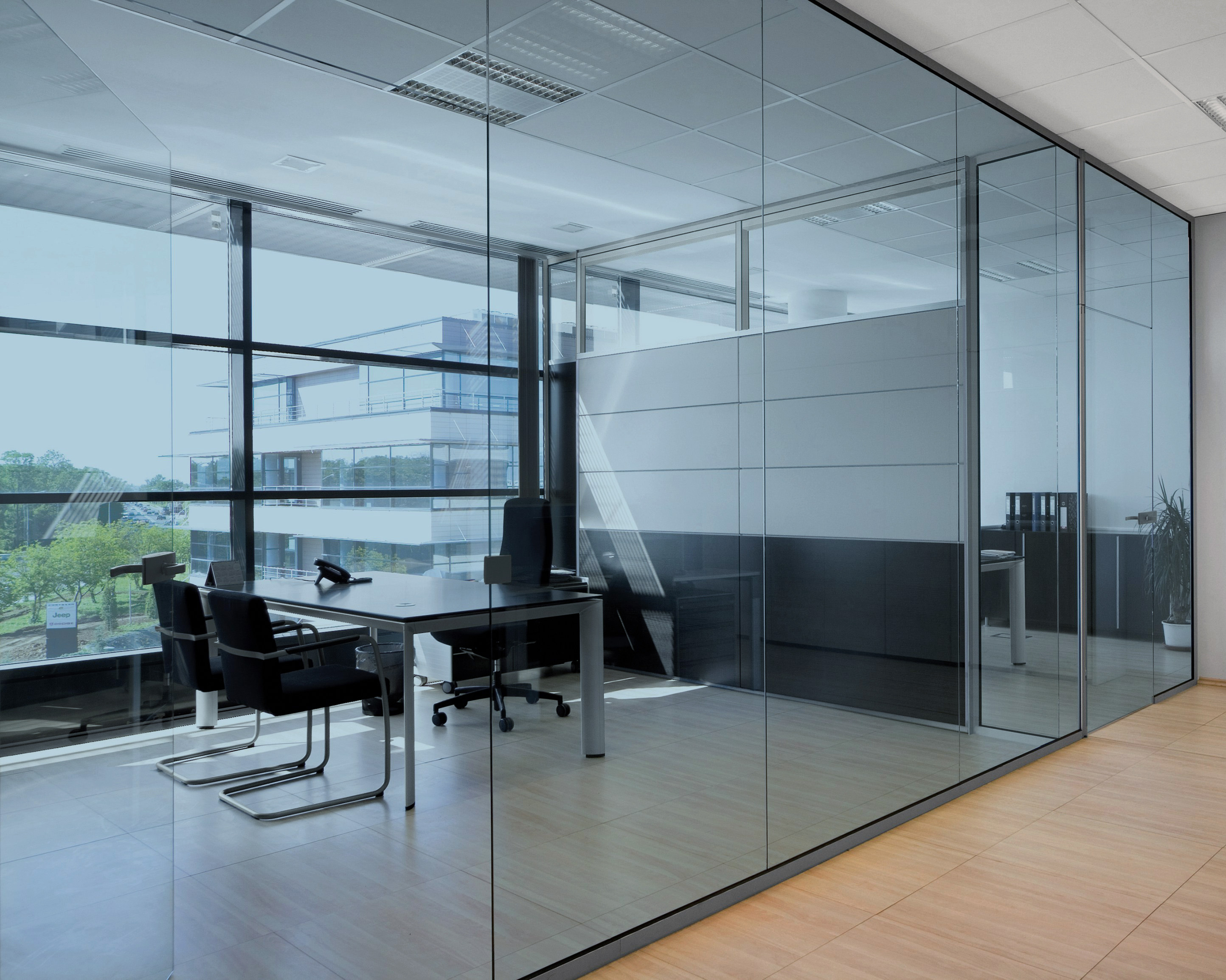 Sky Blue on Office Glass (See Through Appearance)