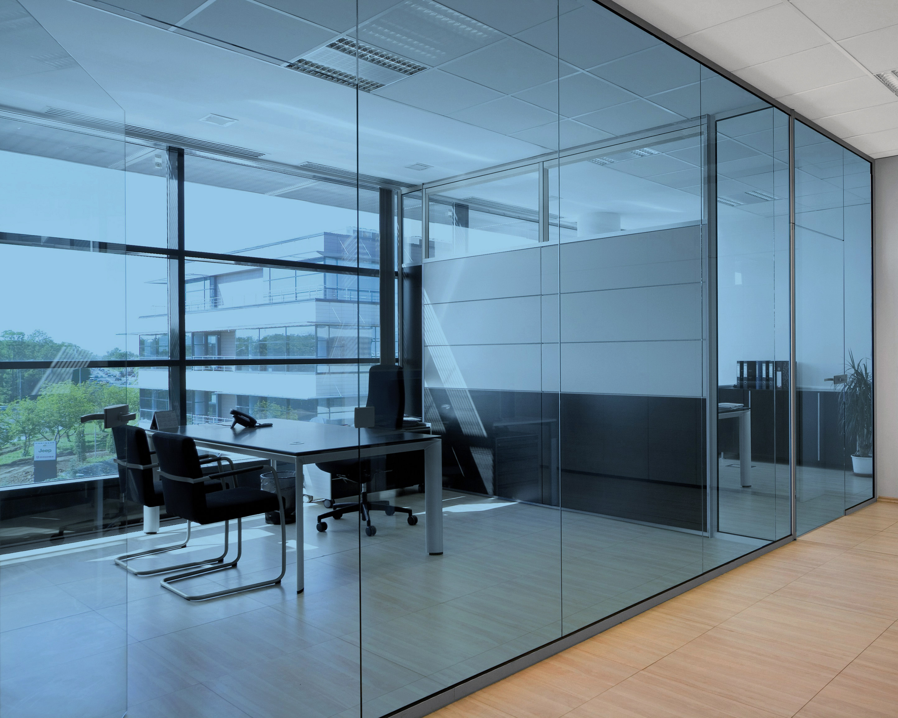 Summer Blue on Office Glass (See Through Appearance)