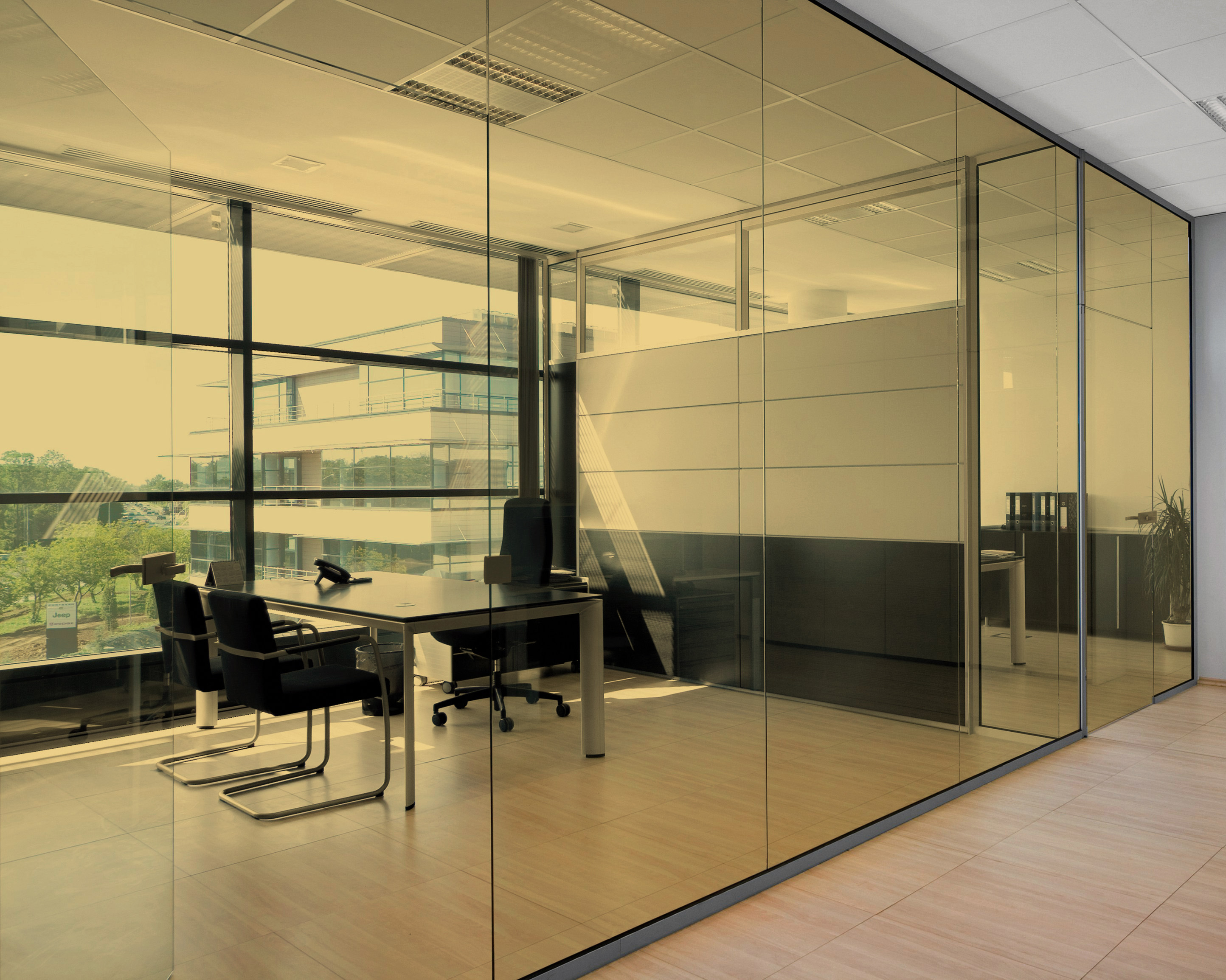 Tan on Office Glass (See Through Appearance)