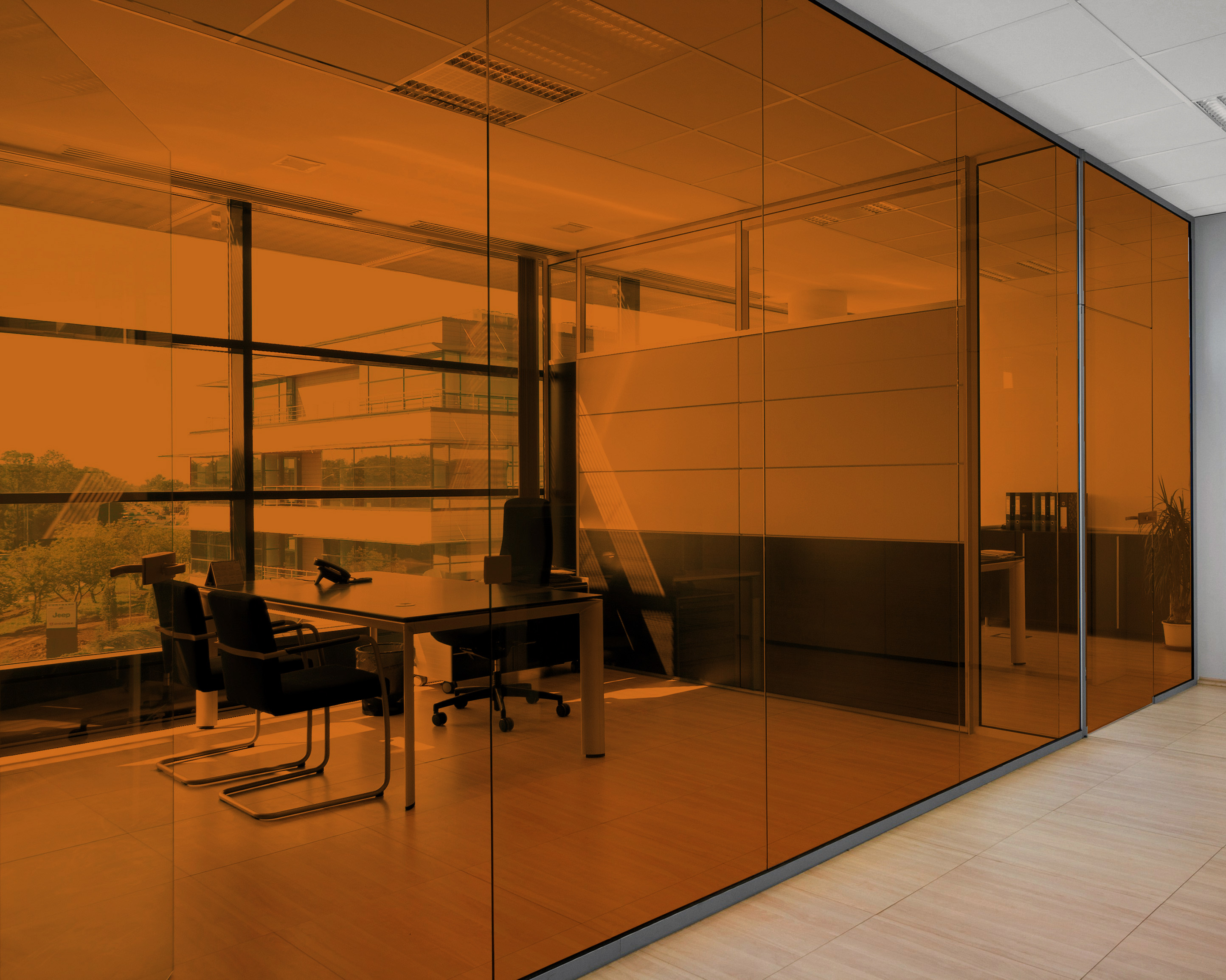Terracotta on Office Glass (See Through Appearance)